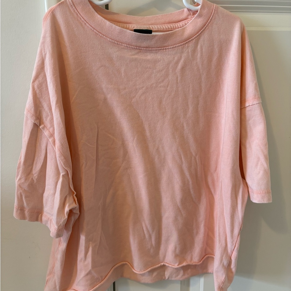 women’s pink crop oversized t shirt